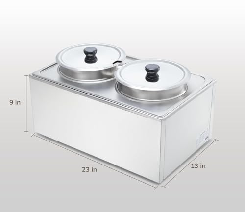SYBO Food Warmer Steam Table Easy to Clean Commercial Grade Stainless Steel Bain Marie Buffet for Catering and Restaurants ETL, CE ROHS Certified for Commercial, Safety (2 Round Pots with Tap) - Thumbnail 7