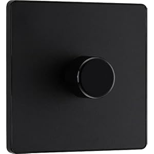BG Electrical Intelligent Single Wall Dimmer Switch, 2 Way, Screwless Front Plate, Evolve, Matt Black, 200W, PCDMB81B