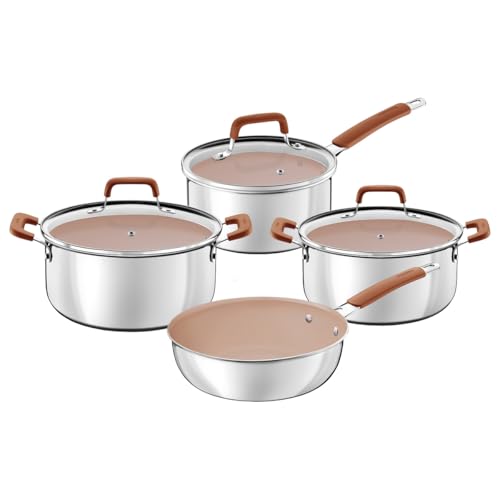 Jogo de Panelas Tramontina Romagna Aço Inox Cerâmico Black Stone ...