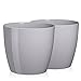 TYMAR Set di 2 vasi da fiori a forma rotonda (grigio, diametro 20 cm)