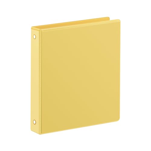 SUIN 1 Inch 3 Ring Binder Clear 1 View Presentation Binders with 2 Pockets Fits 8.5 x 11 Letter Size Durable Polypropylene Non-Stick & PVC-Free for School Office & Home (Yellow)