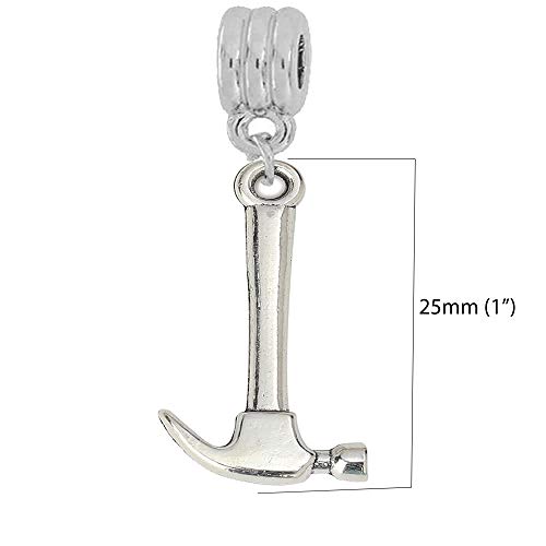 Work Tools Hammer, Screwdriver, Paint Brush and Shovel Bead for Snake Chain Charm Bracelet (Choose from Menu) (Hammer)2