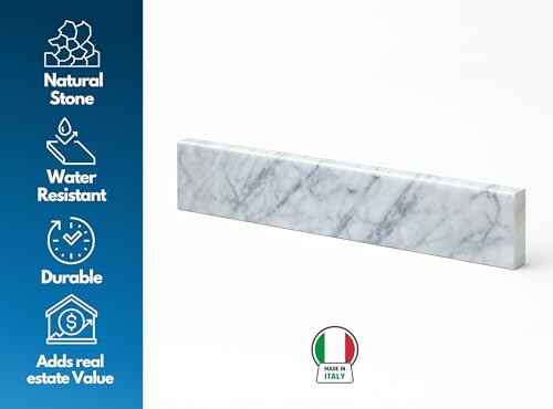 Image of Bathroom Vanity Sink Backsplash /Sidesplash (Carrara Marble, 4 inch x 24 inch)