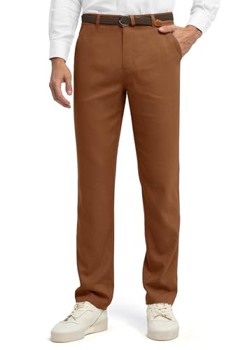Image of Willit Men's Linen Pants Casual Linen Dress Pants Beach Summer Lightweight Trousers 28 inch 30 inch 32 inch