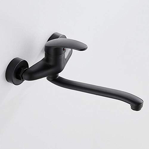 Robinet mitigeur d'évier en laiton noir chic à double trous pour mur - 3