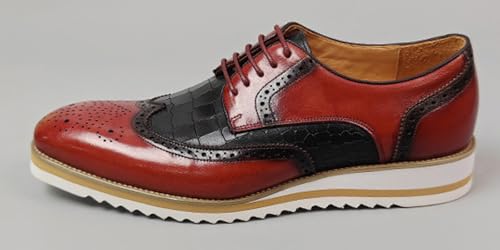 Santimon Mens Dress Shoes Genuine Leather Wingtip Brogue Oxfords – Elegant Business & Suit Footwear with Ultra-Comfort Cushioned Insole, Ideal for Weddings & Office3