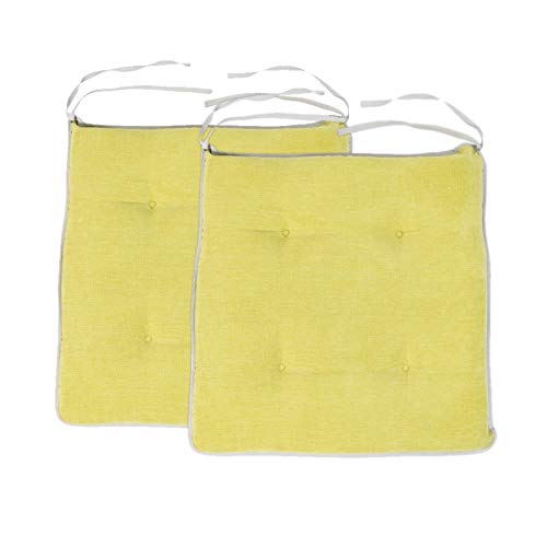 Gardenista Garden Chair Seat Pad | Slip Free Tufted hypoallergenic Cushion | Outdoor Patio Dining Room | Soft Comfy Seating | Secure Ties (Green, 2 Piece)