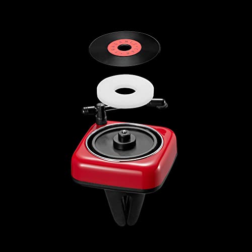 Image of Record Player Car Vent Clips Air Freshener Retro Style Album Cover Car Air Conditioning Outlet Clip Fragrance Diffuser Car Interior Decoration Accessories, Red