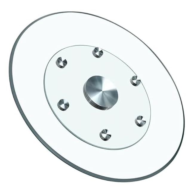 32 Tempered Glass Lazy Susan for Table Top Turntable | Silent 360¡ã Spin & Anti-Tip Wheels | Fits Kitchen/Dining/Patio/Party Tables