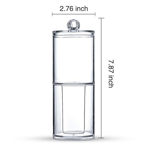 Sheechung Qtip Holder Dispenser Set - Apothecary Jars Bathroom Clear Plastic Acrylic For Cotton Balls,Cotton Swabs,Q-Tips,Cotton Rounds,Makeup Pads Storage Canister #TOP4