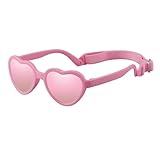 Baby Heart Polarized Sunglasses Toddler Flexible Bendable Sunglasses with Strap Adjustable Age 0-24 Months