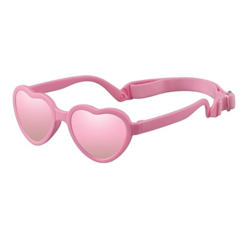 Baby Heart Polarized Sunglasses Toddler Flexible Bendable Sunglasses with Strap Adjustable Age 0-24 Months