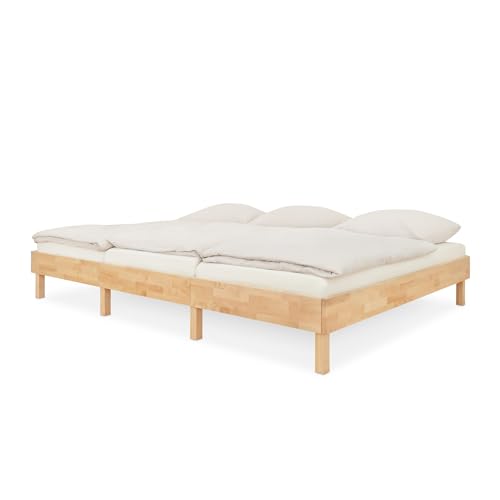 Ehrenkind® Familienbett Plano, 270 × 200 cm FSC® Zertifiziert | Birke Lackiert | 2‑in‑1 Höhe (Bodenbett oder Standard), Modular und Höhenverstellbar