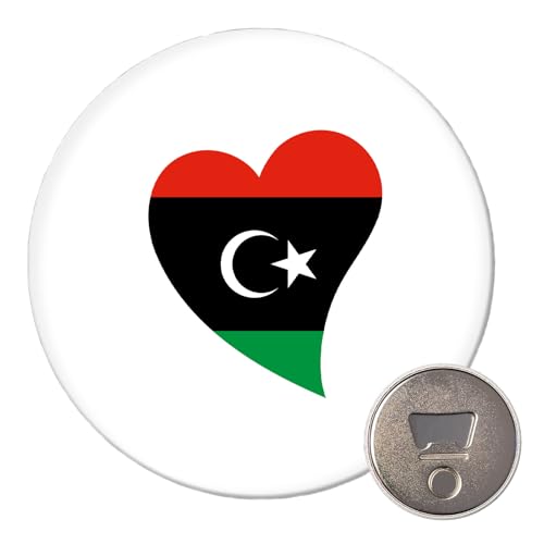Huuraa Magnet Libyen Flagge Herz 59mm Kühlschrankmagnet r& Flaschenöffner Geschenkidee