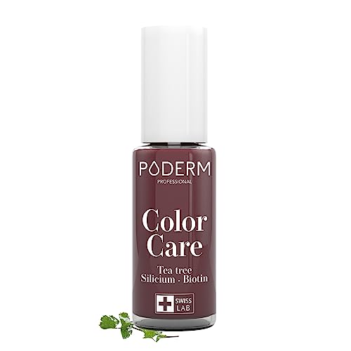 PODERM - ESMALTE DE UÑAS TEA TREE PARA HONGOS DE UÑAS - COLOR ROJO NEGRO - TRATAR LAS UÑAS AMARILLAS/DAÑADAS - Previene y trata HONGOS - CUIDADO 2 IN 1 - FÓRMULA ÚNICA - SWISS MADE