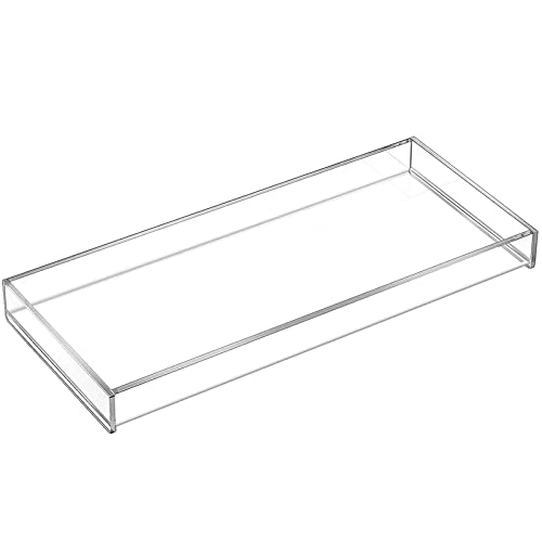 MaxGear Acrylic Vanity Tray, Clear Bathroom Storage Tray for Countertop, Toilet Tank, and Bathtub – Perfect Organizer for Perfume, Soap, Towels, Tissue, Candles, and Plants, 11.8 × 5 × 1.2 Inches