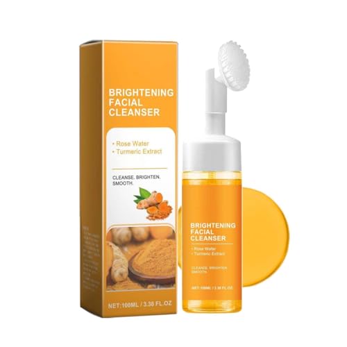 Turmeric Nettoyant Pour Le Visage,100 Ml Mousse Nettoyante Visage Coréen Curcuma,Mousse Nettoyante Au Curcuma,Réduit Ridules,Ingrédients Naturels,Pour Tous Les Types De Peau