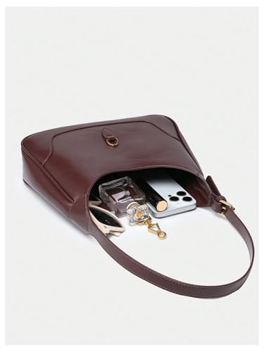 Vintage Hobo Shoulder Bag for Women Genuine Leather Clasp Purse with Adjustable Strap for Everyday Outfits4
