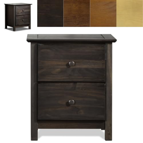 Grain Wood Furniture Shaker 2-Drawer Bedside Nightstand, Solid Wood with