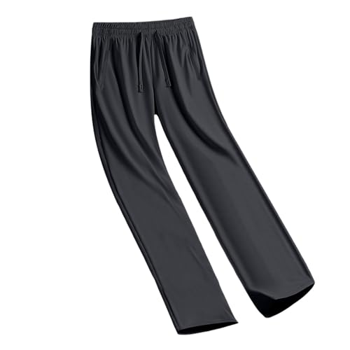 Shusuen Pants for Women Casual Loose Stretchy Work Pants Jogging Baggy Elastic Summer Solid Outfit Ankle-Length with Pockets（2-Black,Large）