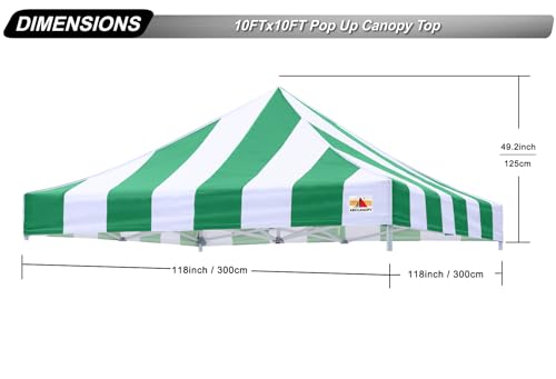 Image of ABCCANOPY Replacement Canopy Top for Pop Up Canopy Tent 10x10 Green Stripe