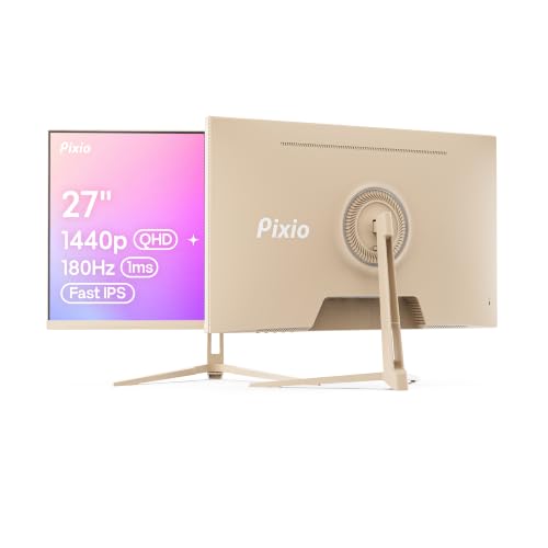 Image of Pixio PX278 Wave Beige 27 inch 180Hz Refresh Rate Quad HD 1440p Resolution Fast IPS Panel 1ms GTG Response Time Built-in Speakers Gaming Monitor with AMD FreeSync