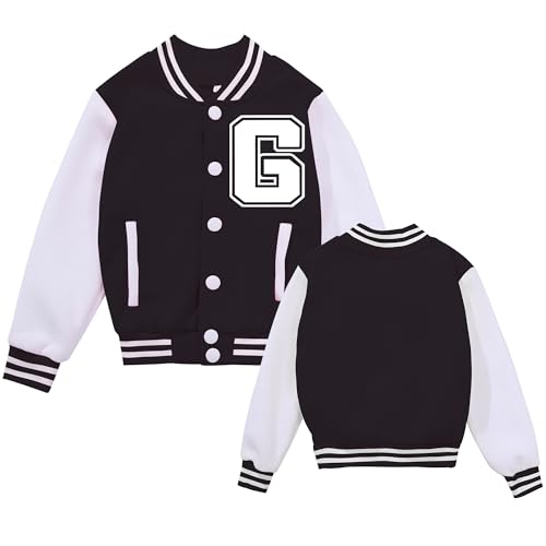 Image of BAICAIYU Kids Baseball Jackets Boys and Girls Varsity Coat Buttons Cardigan Letter Sport Letterman School Jacket