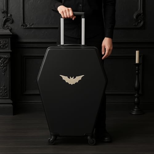 Coffin Suitcase 26.5 Inch Gothic Luggage Black Hard Shell Spinner Carry On with Lock | Unique Horror Casket Travel Case Trolley Bag with Wheels for Halloween, Cosplay, Conventions, Airport Trips 6