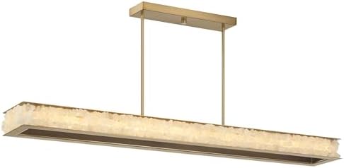 Minka Lavery 3889-776-L Divinely Acrylic Quartz Crystalline Rectangular LED Island Light, 1-Light 35 Watt, 4" H x 60" L, Celeste Brass