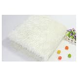 GLFYHG Weiß Shaggy Faux Gefälschter Pelzstoff 4cm Langer Haufen Für DIY Handwerksversorgung, Hobby, Kostüm, Dekoration(Size:100X160cm)