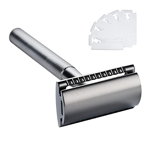 Safety Razors for Men 5 Blades Sensitive Skin Long Handled Double Edge Razors for Women Old Fashioned Razors Mens Shaving Kit Metal Leaf Shave Easy To Clean Durability Beard Trimmer