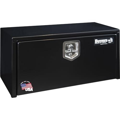 Buyers Products 1703326 Black Steel Underbody Truck Box, 15 x 13 x 36 Inch, Made In The USA, 14 Ga Black Steel Trailer/Truck Bed Tool Box, Weather-Resistant, Locking T-Latch