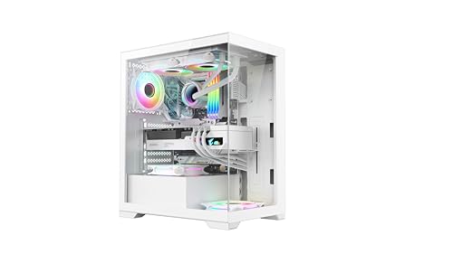 Vida Vetro White ARGB Gaming Case w/Glass Front And Side, ATX, 3x ARGB Fans, 6-Port PWM ARGB Fan Hub