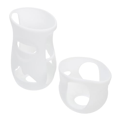 BESPORTBLE Fundas para Biberones Anticaídas, 2 Piezas (120 Ml y 240 Ml), Funda Flexible y Ligera para Protección de Botellas de Ñiño, Color Blanco, Accesorios para Alimentación Infantil