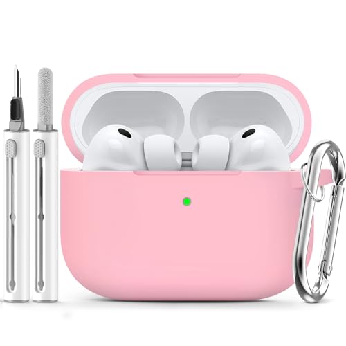 Image of Ljusmicker for AirPods Pro 3 Case 2025 with Cleaner Kit,Pink | Soft Silicone Protective Cover for Apple AirPod Pro 3rd Generation Case with Keychain for Women Men,Shockproof