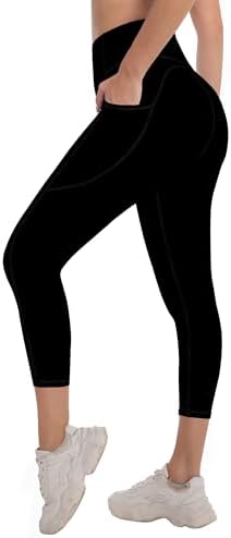 Plus Size Capri Leggings for Women with Pockets - High Waisted Tummy Control Yoga Pants for Gym Workout