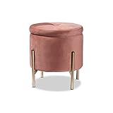 Baxton Studio Malina Contemporary Glam and Luxe Pink Velvet Fabric Upholstered and Gold Finished...