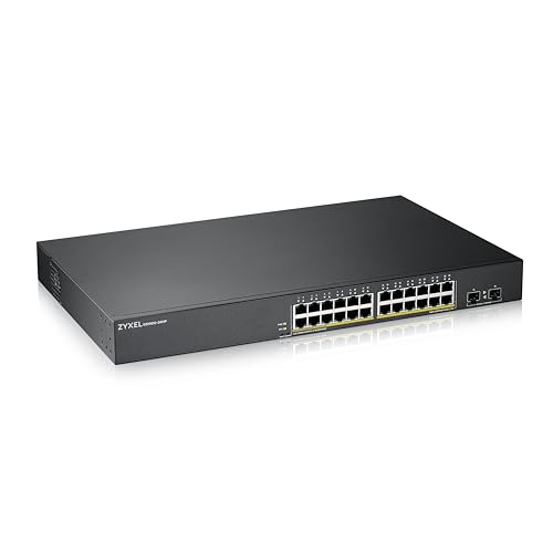 Zyxel Gigabit-switch met 24 poorten, intelligent management, desktop-/rack-montage en zonder ventilator, VLAN, IGMP, QoS, levenslange garantie [GS1900-24E] : Zyxel