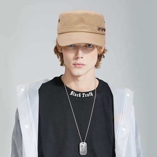 Image of Cadet Army Hat 2 Pieces Flat Top Cap Unisex Military Hat for Women Men