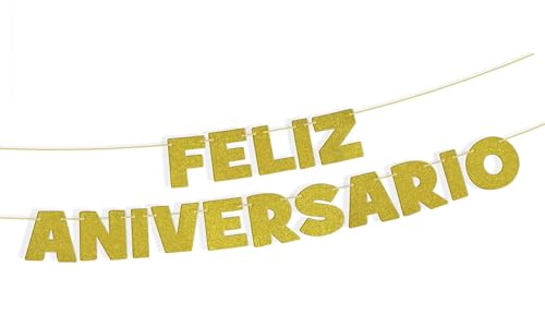 EuroFiestas Guirnalda Feliz Aniversario Oro 3m - Guirnaldas y Farolillos