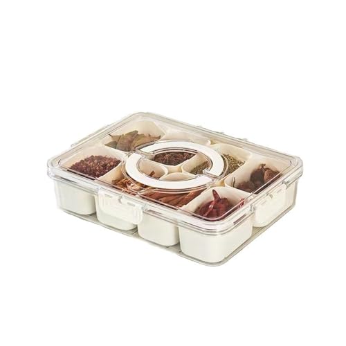 Cajas de aperitivos, bandejas divididas con tapas y asas, bandeja de 8 compartimentos extraíbles, cajas de aperitivos reutilizables para especias, dulces, frutas, frutos secos, patatas fritas y salsas