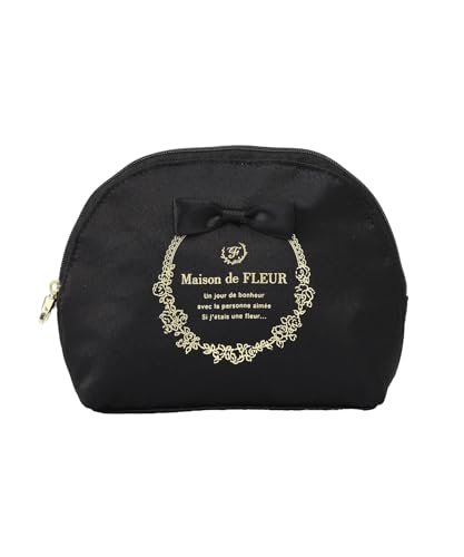 Maison de FLEUR(メゾン ド フルール) サテンリボンラウンドポーチ ブラック F ポーチ・巾着 08001386200