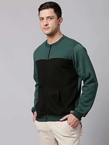 Image of Dennis Lingo Men's Cotton Blend Full Sleeves Panelled Sweatshirt - Regular-Fit, Crew Neck, and Lightweight, Casual Winterwear for Men