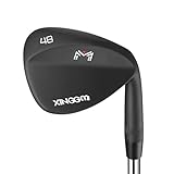 XINGGM Geschmiedetes Golfkeil-Set für Männer oder Einzeln, 52/56/60 Grad Spaltkeil, Sandkeil, Lobkeil, rechte Hand, gefräste Seite für mehr Drehung, leicht aus dem Bunker zu entkommen (Schwarz, 48