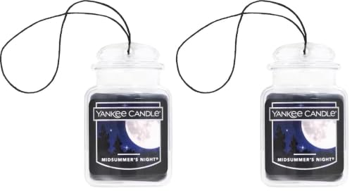 Image of Yankee Candle Car Jar Ultimate Scented Air Freshener | Midsummer’s Night | Lasts up to 4 Weeks (Pack of 2)