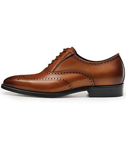 FRASOICUS Men’s Dress Shoes with Genuine Leather in Classic Brogue Elastic Band Oxford Formal3