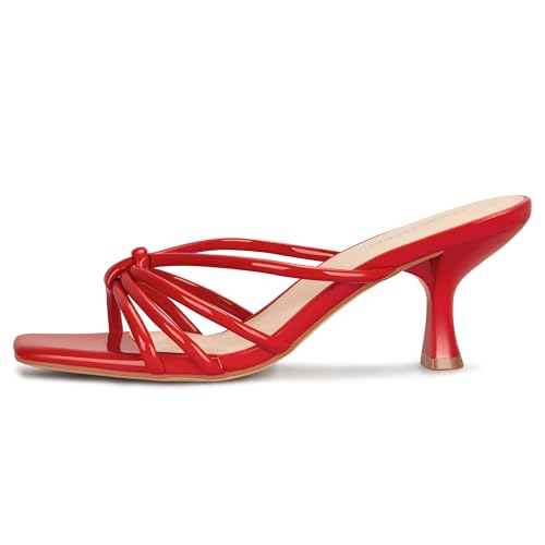 Image of Women's Strappy Square Open Toe Kitten Heels Sandals Knotted Design Summer Fashion Slip On Mule Style