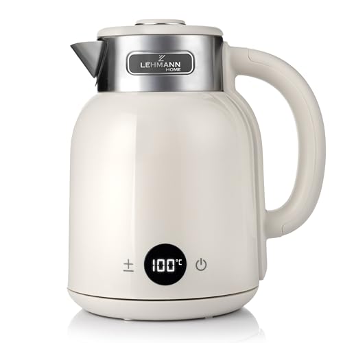 LEHMANN Bouilloire Électrique avec Temperature Réglable de 40-100°C, 1,5 L, 1600W, Ebullition Rapide, Fonction de Maintien au Chaud, Écran LED, Acier Inoxydable,...