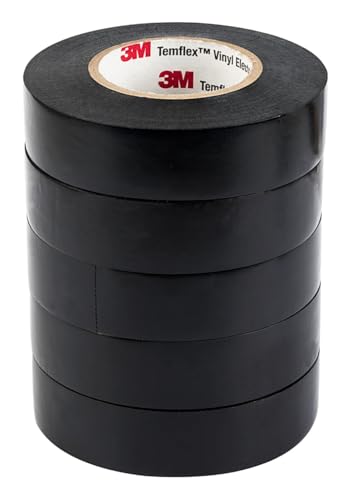 Image of 3M Temflex General-Purpose Vinyl Electrical Tape (1700), 3 /4 in. x 60 ft., 7 Mil, Black, 5 Rolls
