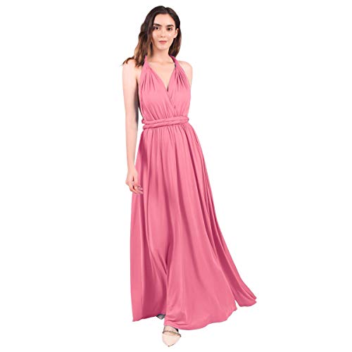 ABEHIK Damen Maxi Multiway Wickelkleid Lange Sexy Brautjungfernkleider mit Schnürung Elegant Rückenfreies Abendkleid Partykleid Festlich Kleid...
